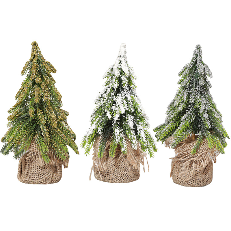Venta al por mayor transfronteriza mini árbol de Navidad flocado pequeño árbol de Navidad decoración de escritorio accesorios diseño de escena