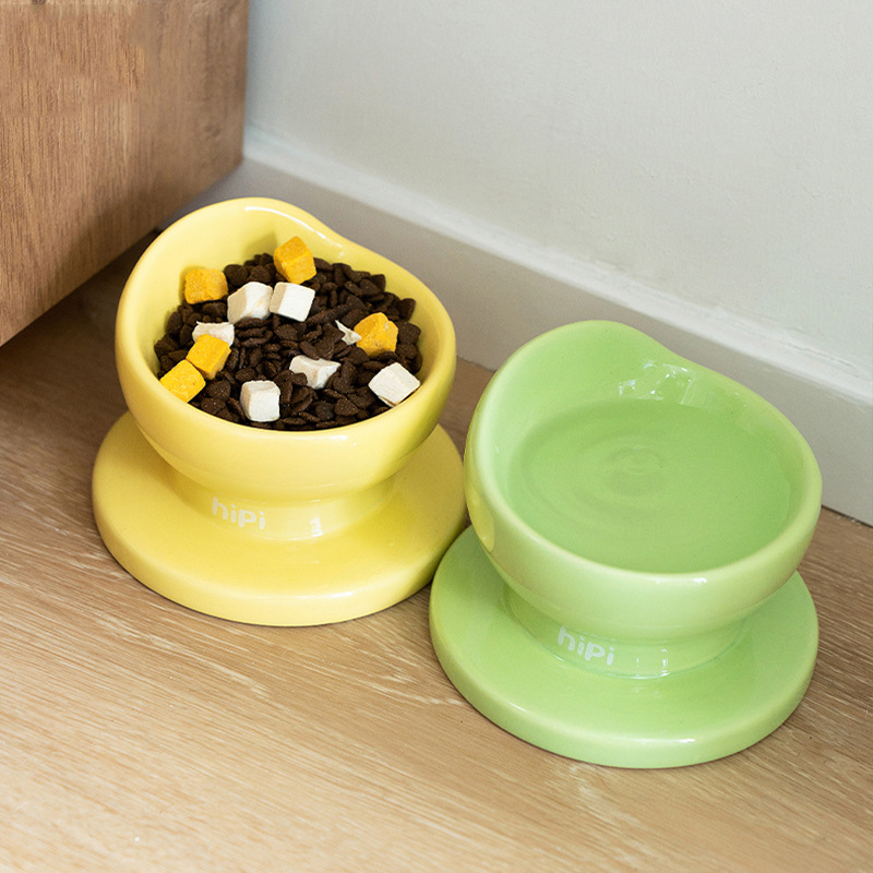 Gato simple yuan Bao modelado tazón de cerámica tazón único tazón gato tazón perro perro anti-derrumbe alimentador para mascotas tazón
