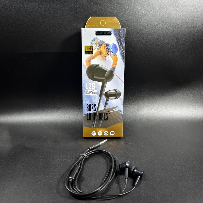 Comercio exterior transfronterizo L29/D21/U19 auriculares estéreo con cable con micrófono fábrica directa de pelo en stock suministro