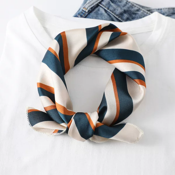 50*50cm Spring and Summer New Style Small Silk Scarf, Small Square Scarf for Women, Korean Professional Versatile Decorative Printed Neck Scarf