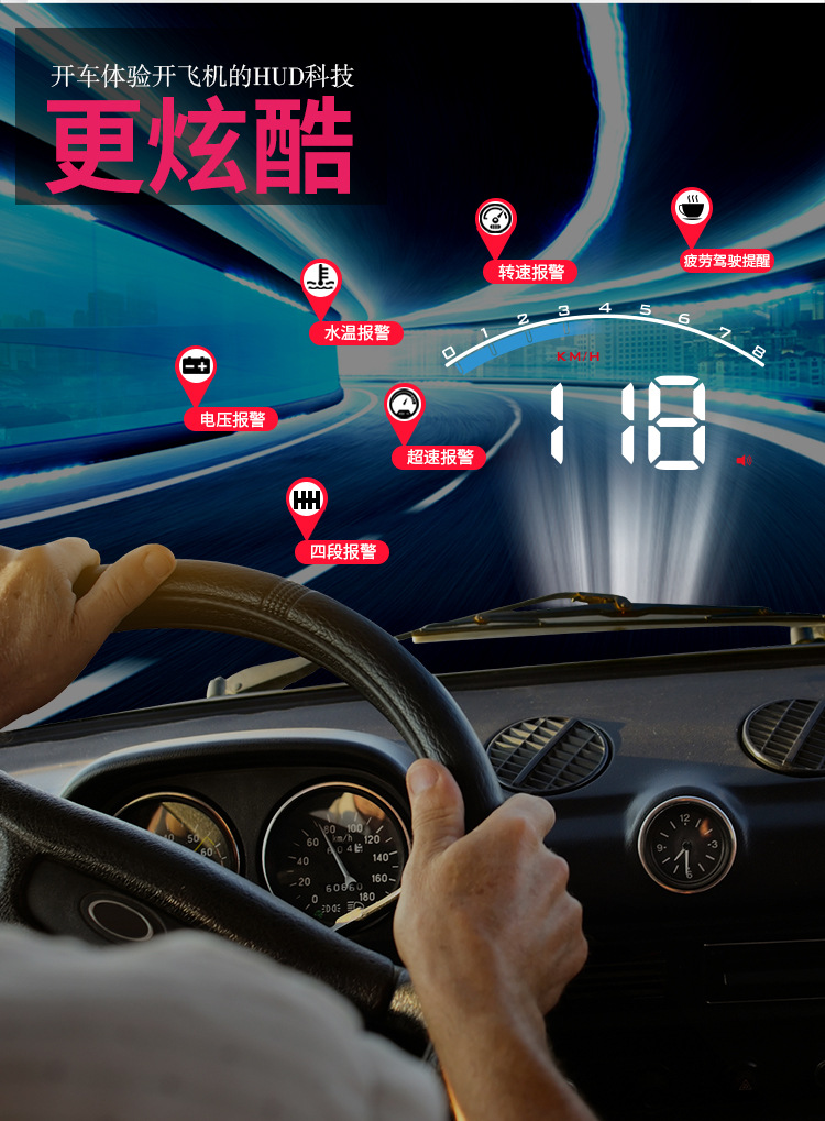 Portable Car Display Obd Car Modified High-Definition Code Meter Projector Shenzhen Hud Head-Up Display M6S