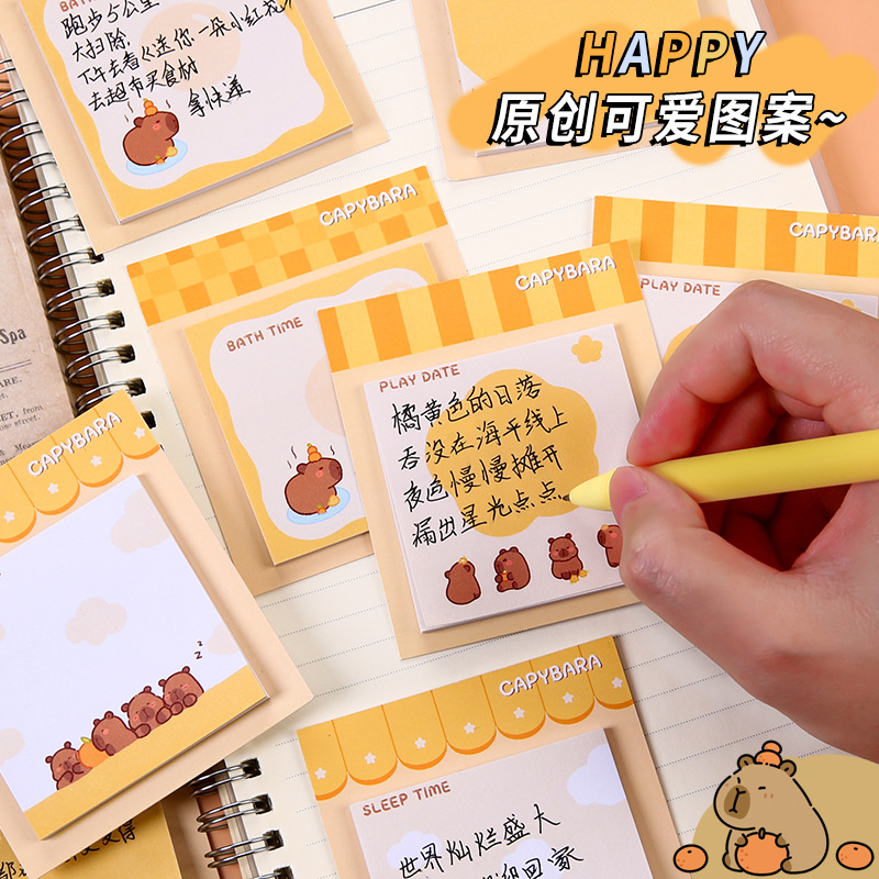 Capibala estudiantes adorables pegatinas de notas de alto valor facial pegatinas se pueden desgarrar con pegatinas adhesivas para uso de oficina