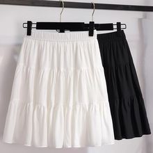 裙子女夏半身裙2024新款夏季白色短裙小个子百褶裙高腰蛋糕裙子