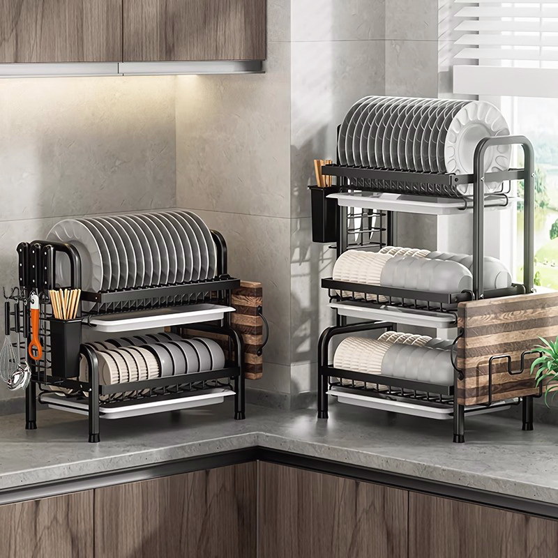 Estante de almacenamiento de vajilla de cocina Estante de vajilla de encimera multifuncional Estante de vajilla de drenaje doméstico Estante de vajilla de varias capas