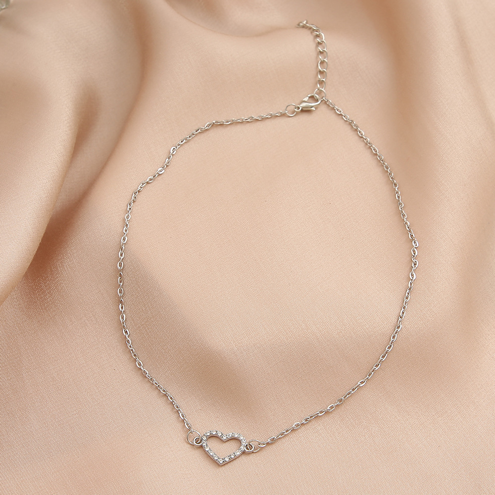 New Creative Simple Womenu0027s Jewelry Heart Pendant Diamond Necklace