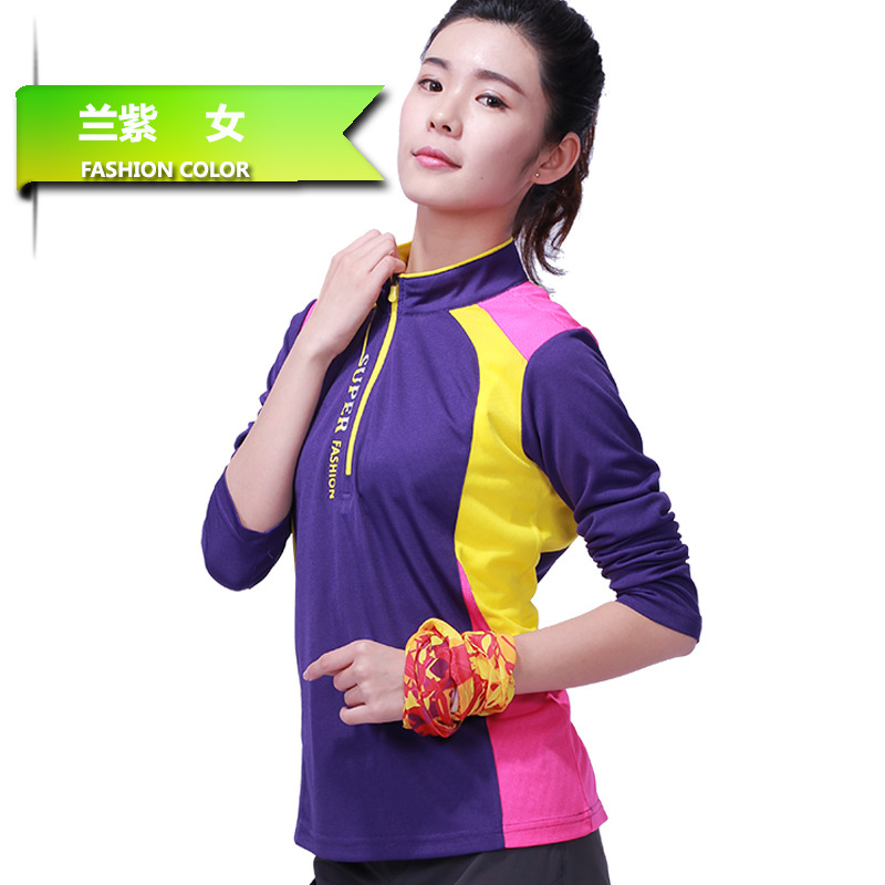 Primavera y verano, camisetas de manga larga para hombres, nuevos trajes de montaña al aire libre, camisetas deportivas de cuello vertical, camisetas de mujer de color cruzado image 15