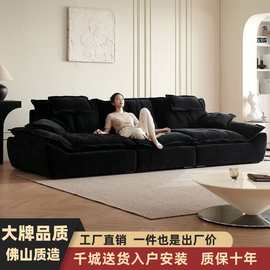 意式极简帆船沙发客厅小户型直排大坐深可调节靠背雪尼尔布艺沙发