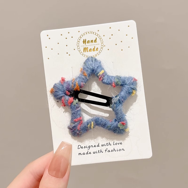 Pinzas para el pelo con estrellas de puntos de colores tejidas 2025 nuevo modelo de alta gama pinza para flequillo y laterales accesorio para el cabello