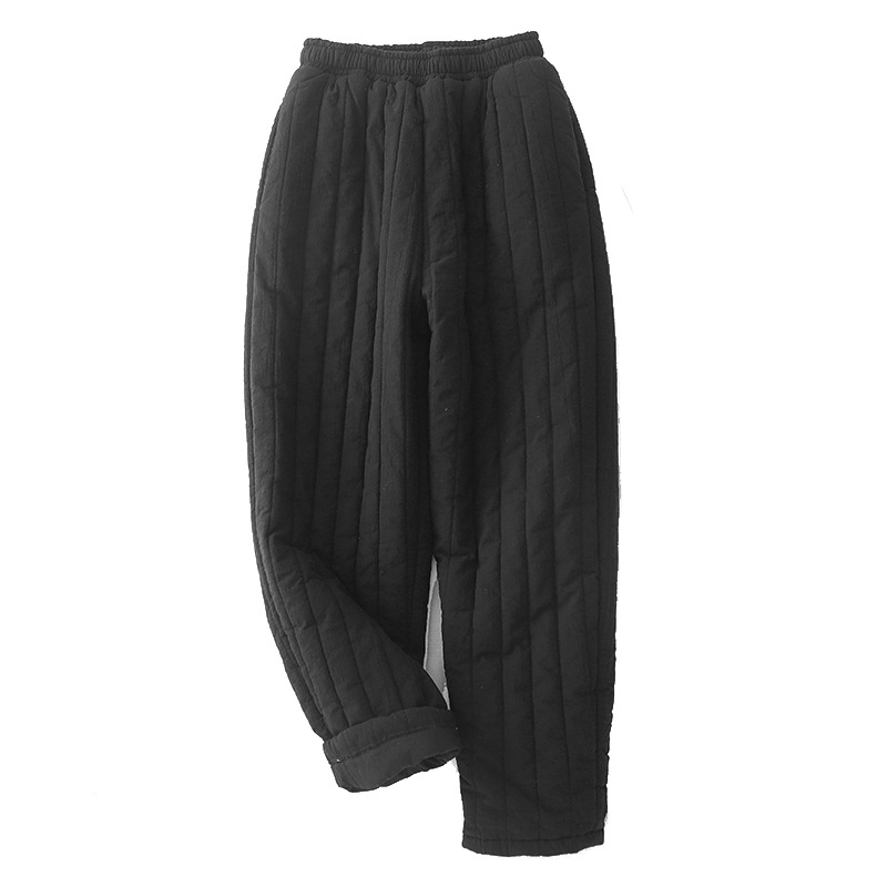 두꺼운 면 따뜻한 바지 가을과 겨울 새면 및 리넨 여성용 퀼트 수직 캐주얼 바지 면 바지 여성용 외주