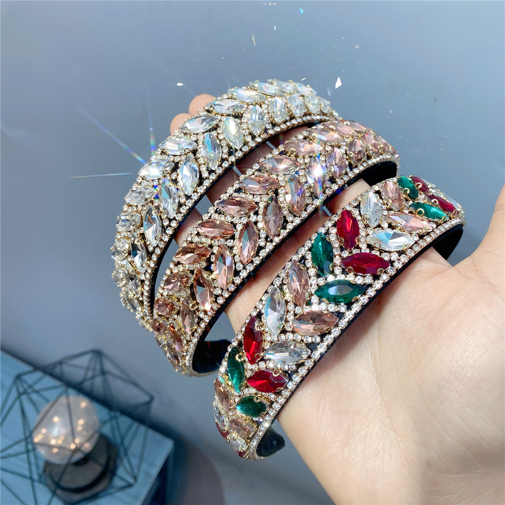 Fashion Crystal Wide-edge Diamond Gemstone Headband display picture 8