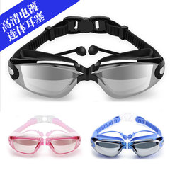 Unisex adult swim goggles with electroplated diving mirror, one-piece design with earplugs, new fashion, waterproof and anti-fog swim goggles