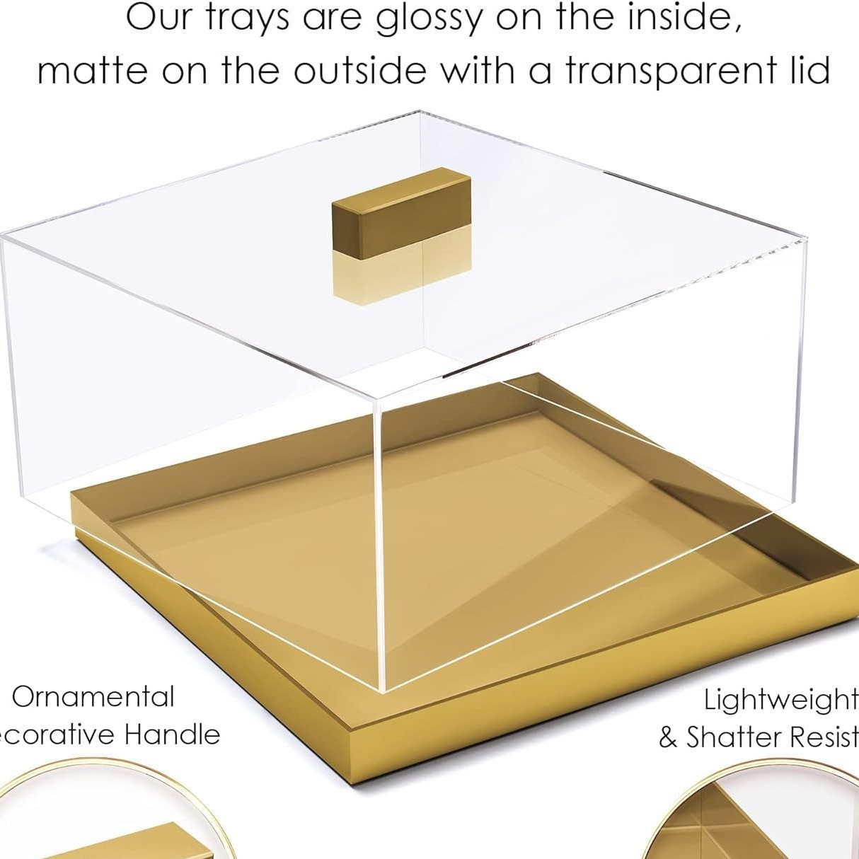 亚克力蛋糕盒带盖带把手蛋糕架多功能托盘食品托盘亚马逊跨境透明