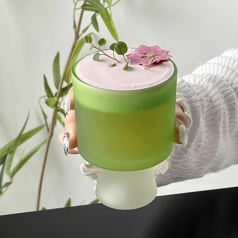 Taza de vidrio con textura mate de nicho Taza de personalidad de estilo ins Taza de bebida de sentido avanzado Taza de helado Taza de postre