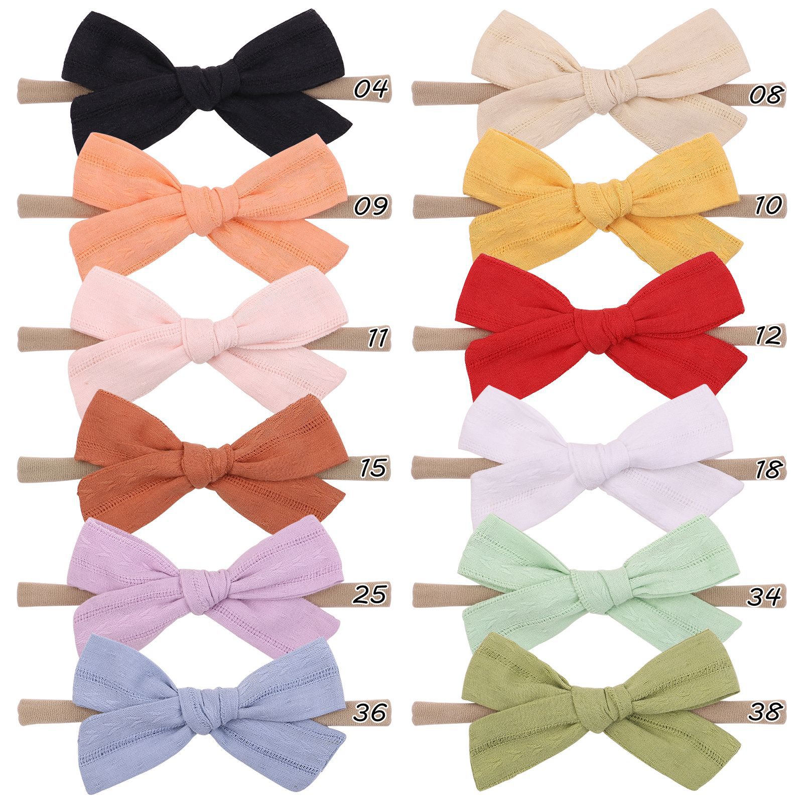 Großhandel Reine Farbe Baumwolle Bowknot Baby Haarband Nihaojewelry display picture 1