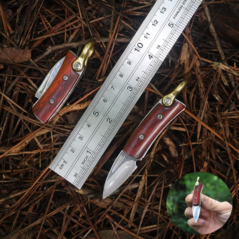 户外便携迷你小刀蒙古手把肉刀具水果刀野外折叠刀黄铜钥匙折刀