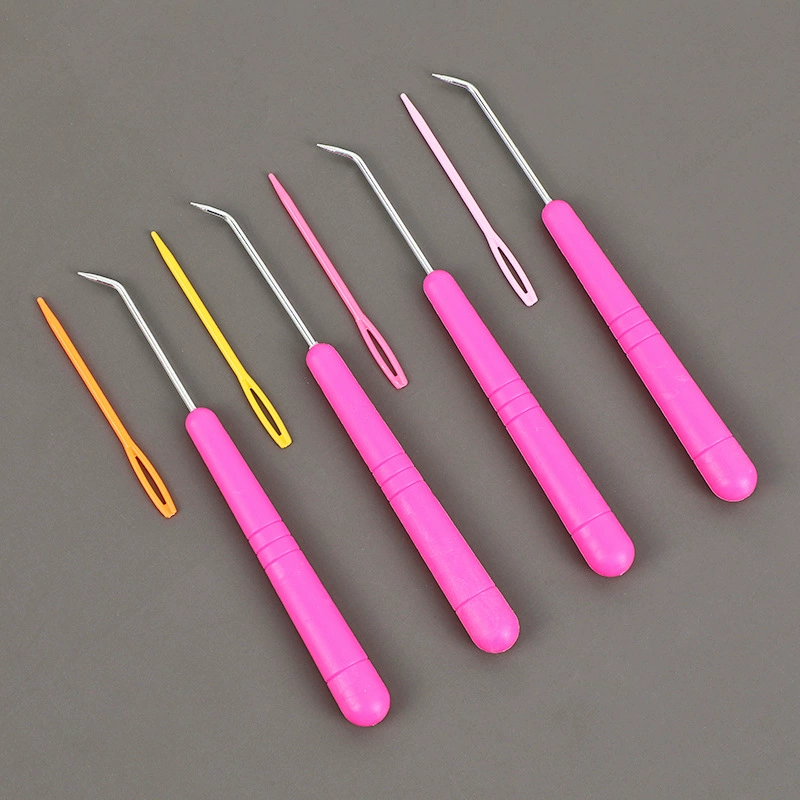 Новый крючок для вязания крючком, бытовой красочный пластиковый ручка «сделай сам», изогнутый кончик, случайный цвет