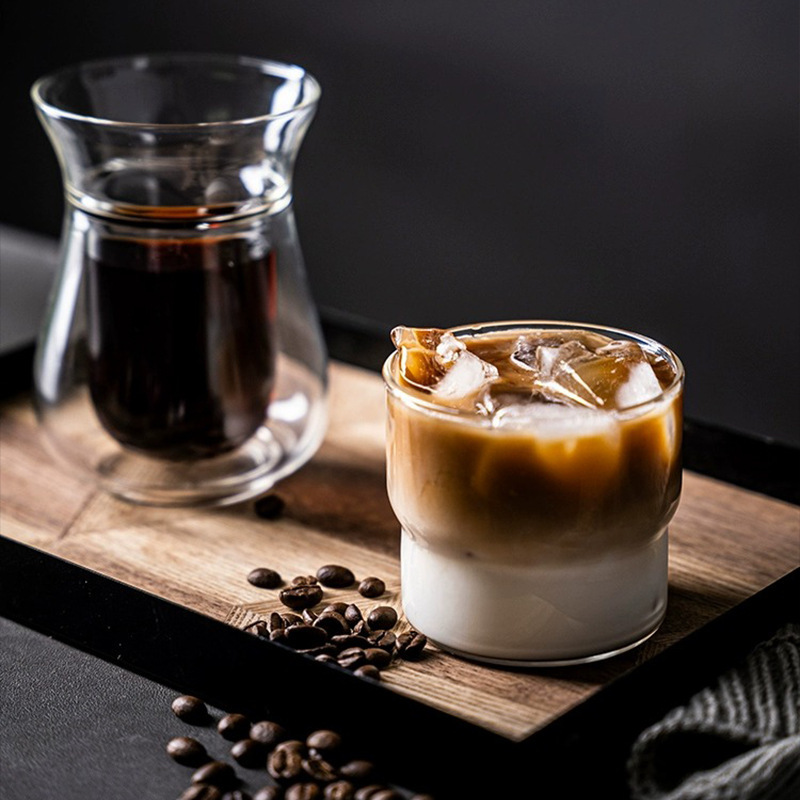 Taza de café sucia taza de vidrio plegable taza de alta temperatura ins taza de alto valor facial taza de café latte hielo americano