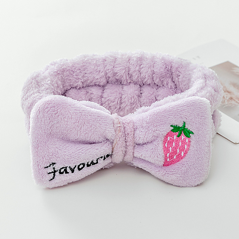 [Pequeña venta al por mayor] lavado de cara máscara de maquillaje de todo fósforo Linda fresa bordado arco banda de pelo