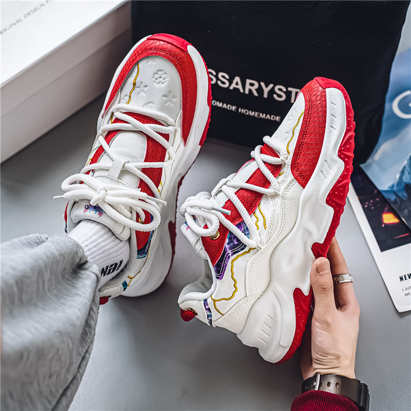 2024 herfst nieuwe lage top dikke zool vader trendy student leren gezicht niche casual sport herenschoenen_voghion.com