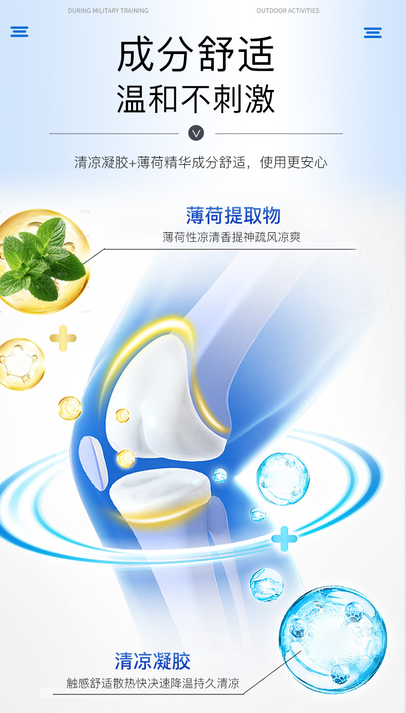 Custom Knee Joint Cooling Gel Patch Arc Shape Ice Cooling Patch Individually Wrapped Summer Use quality and texture