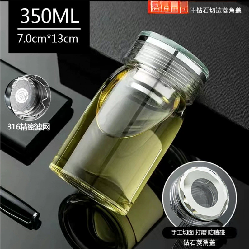 Стеклянная мужская утолщенная чашка для чая, прозрачная однослойная чашка для воды, высокое боросиликатное стекло, большая емкость