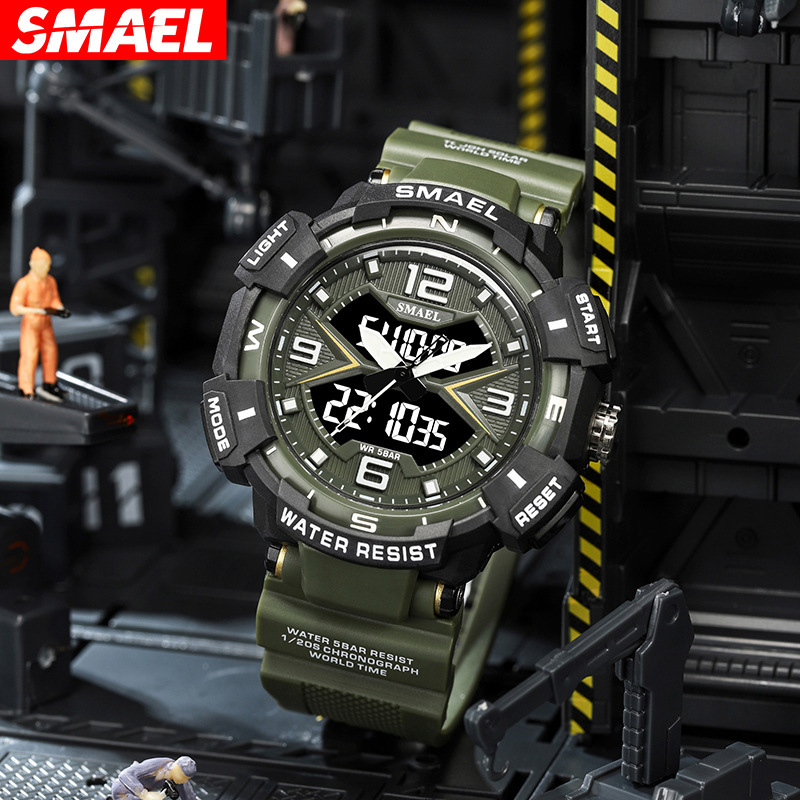 Smael nuevo reloj electrónico para hombres multifuncional al aire libre impermeable luminoso alarma reloj electrónico 8076