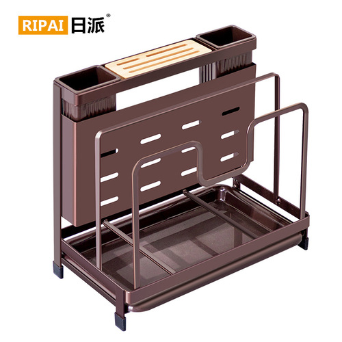 Japanese kitchen cutting board storage rack multi-functional knife holder chopstick cage integrated storage knife chopping board pot lid drain rack
