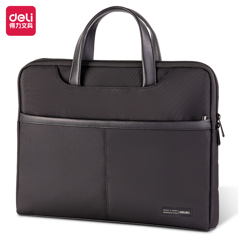 Deli 63815 Briefcase A4 Handbag Document Bag Business Zipper Oxford Cloth Office Bag Meeting Storage