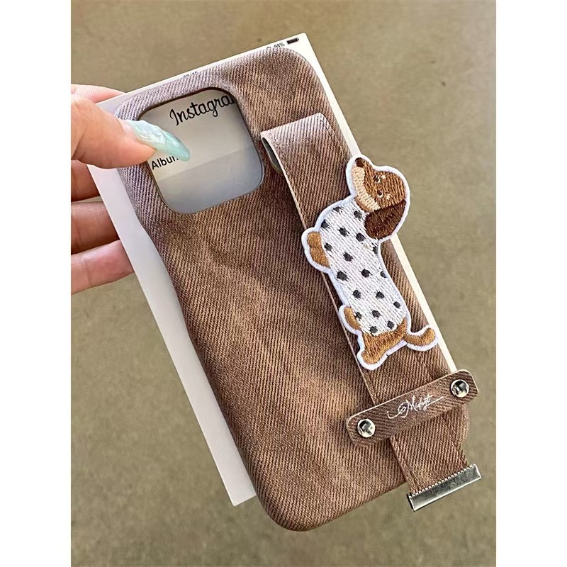Ins nueva pulsera de perro salchicha de color sólido para iPhone 15ProMax funda para teléfono móvil 14 Apple 13Pro Mujer 12