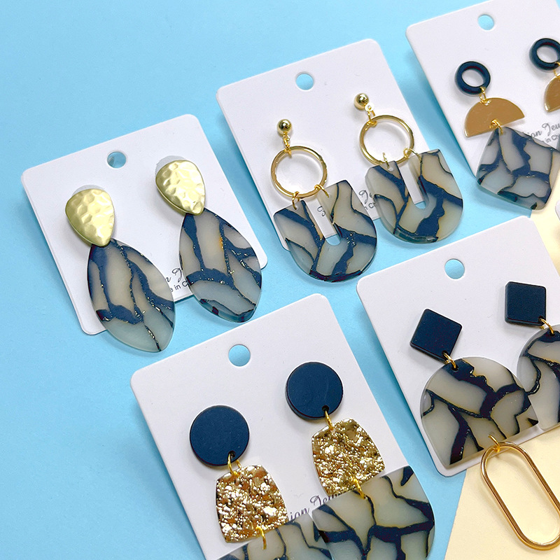15g Weight Drop Earrings Classification 1 Pair Original Design Artistic U Shape Semicircle Color Block Hollow Out Soft Clay Drop Earrings