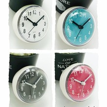 迷你吸盘挂钟 浴室防雾防水时钟 厨房卫生间钟表小石英钟台钟7cm