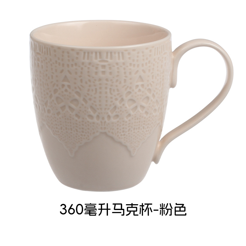 Relieve suave y fácil de limpiar estilo nórdico minimalista elegante romántico encaje cubiertos de cerámica set