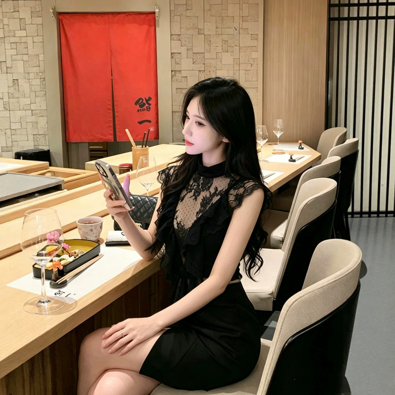 Tz7734 High-End Exquisite Lace Blouse for Women with a Socialite Vibe, Pure and Sexy Ruffled Short Top Tz7734 High-End Exquisite Lace Blouse for Women with a Socialite Vibe, Pure and Sexy Ruffled Short Top