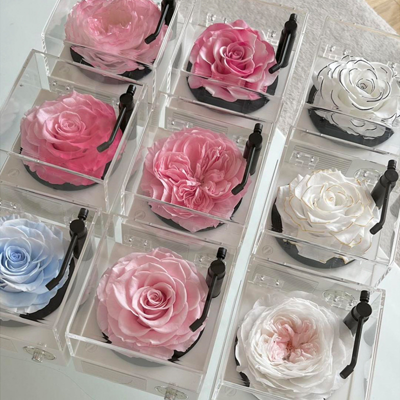 Flor eterna fonógrafo Luz de gama alta de lujo altavoz Bluetooth Rosa caja de música Regalo de Cumpleaños de los hombres para la novia