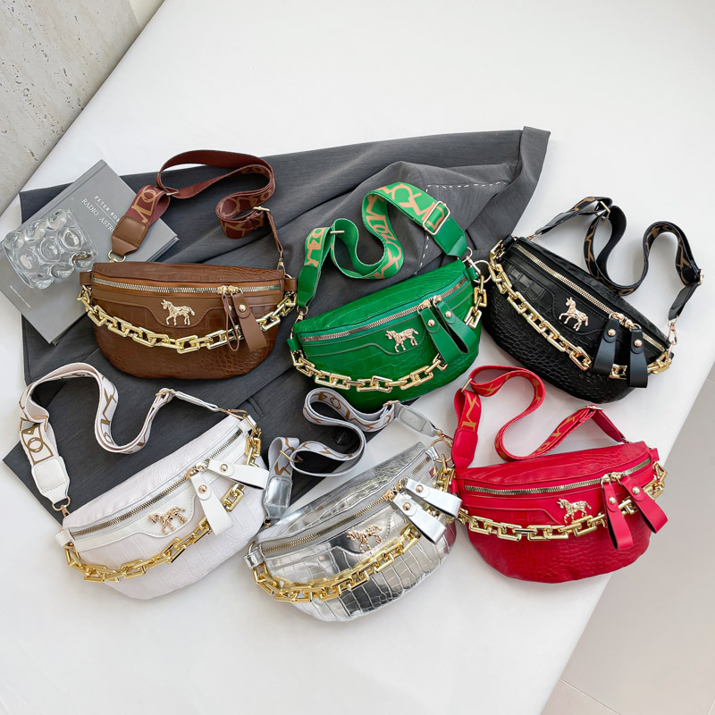 Bolso de pecho para mujer elegante y simple, bolso de hombro de cadena de estilo occidental de moda 2025 primavera nuevo bolso de color sólido