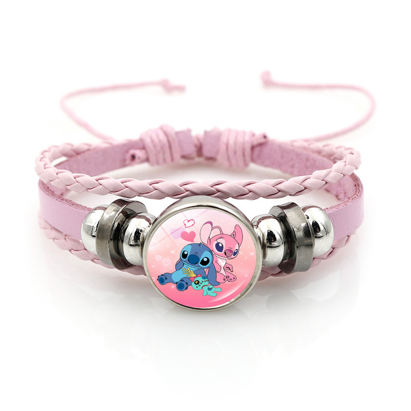 Stitch Anime Leather Bracelet Girl Gift Jewelry Star Baby Cartoon Pink Hand Jewelry