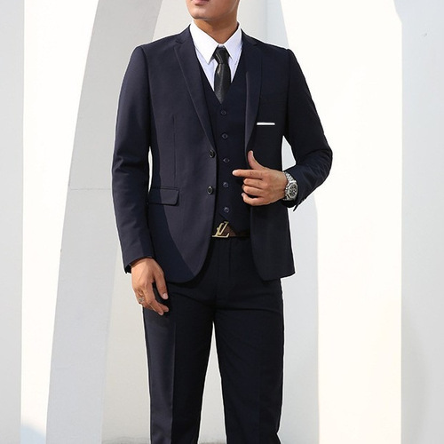 Men's suit, business formal suit, top, vest, western trousers, three-piece suit, slim fit, student work best man suit