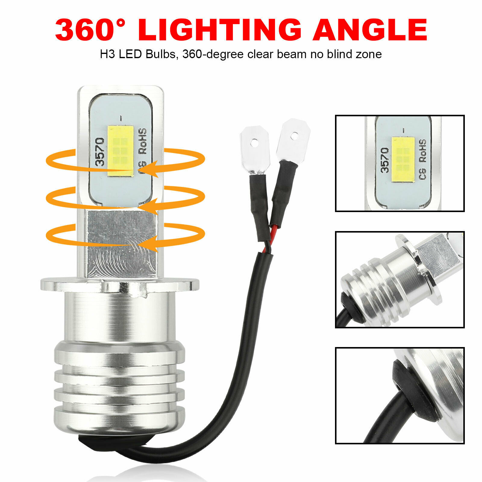 H3 80W 3570 2SMD 6000K luz azul de hielo luz decodificada de luz blanca luz LED delantera de niebla de automóvil luz de motocicleta
