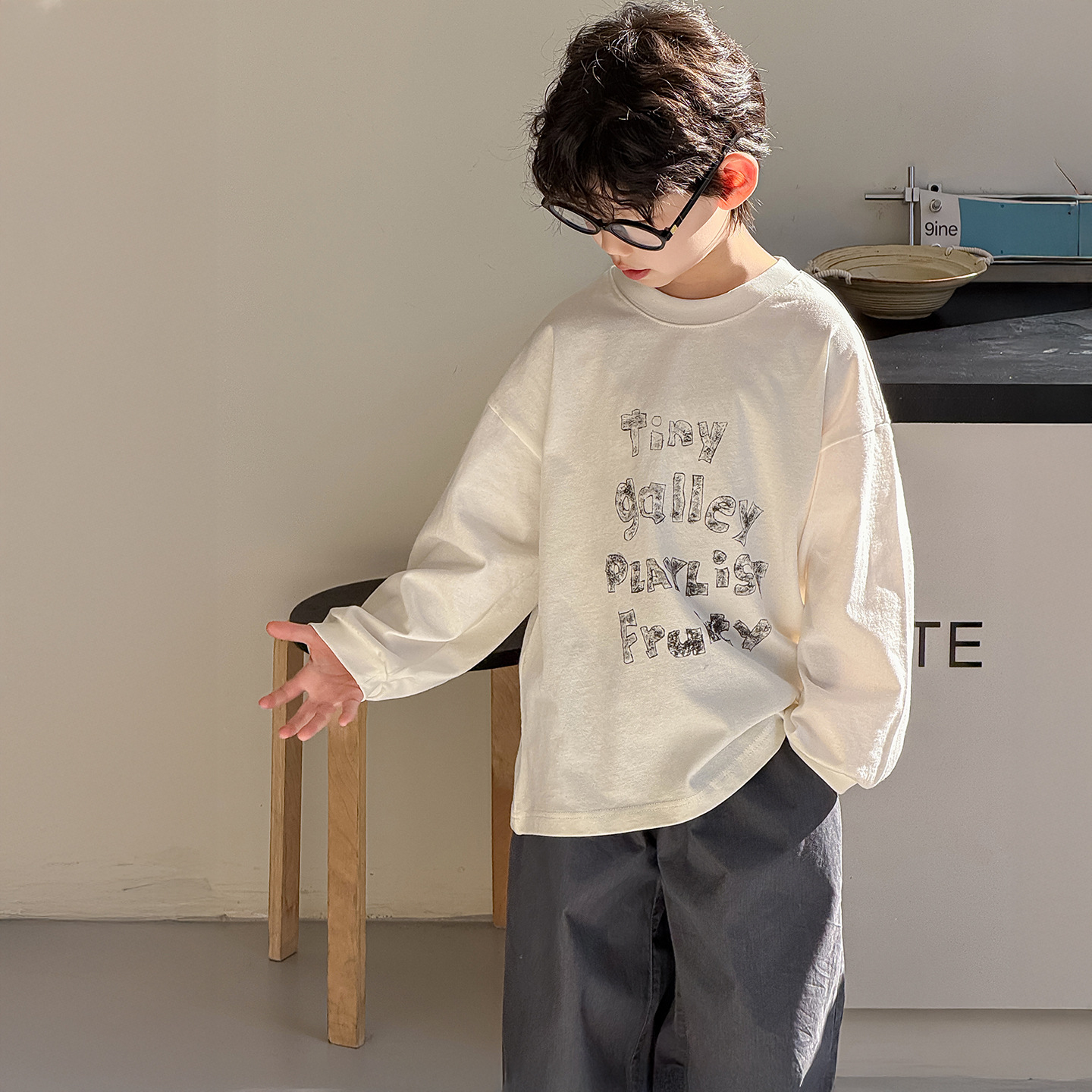 Cotton Shop Boys' T-Shirt Children's Autumn Korean Style 2026 New Versatile Spring and Autumn Loose Sports Kids' Top Trendy
