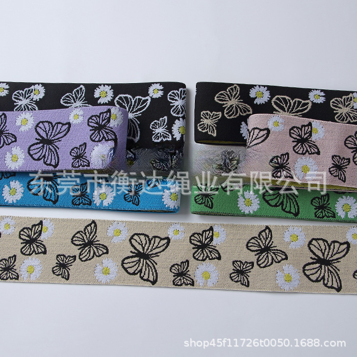 Spot 5cm poliéster elástico mariposa jacquard ropa zapatos sombreros ropa interior cintura elástica cabeza