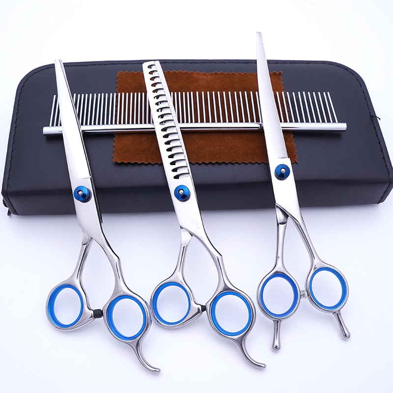Directo de fábrica de 7 pulgadas de acero inoxidable tijeras para mascotas tijeras de corte de pelo de perro profesional tijeras de dientes finos tijeras de hueso de pescado traje