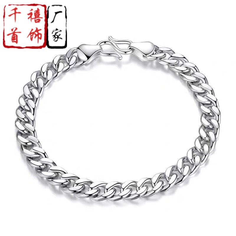 Thick men's bracelet, men's personalized and bold jewelry bracelet, fashionable trendy men's silver-plated bracelet, wholesale in stock Thick men's bracelet, men's personalized and bold jewelry bracelet, fashionable trendy men's silver-plated bracelet, wholesale in stock