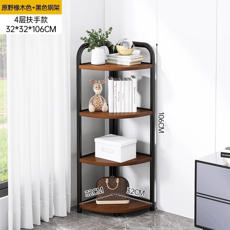 Estante de escritorio estante de almacenamiento simple de esquina de escritorio estante de almacenamiento de esquina de pared de esquina doméstica pequeño estante de libro triángulo acabado