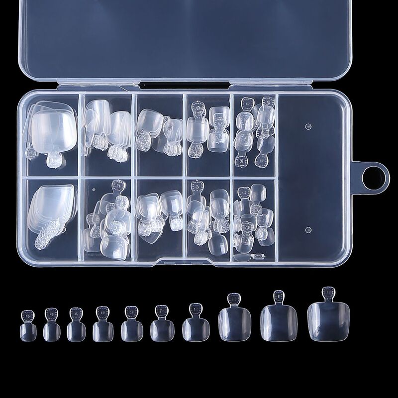 Short Nail Tips for Manicure and Pedicure, Transparent Full-Cover False Toenails, 100 Pieces, Natural Color Toenail Tips