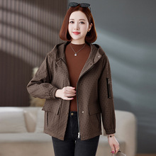 2025秋季新品女装韩版宽松时尚休闲外套连帽中长款女式风衣连帽