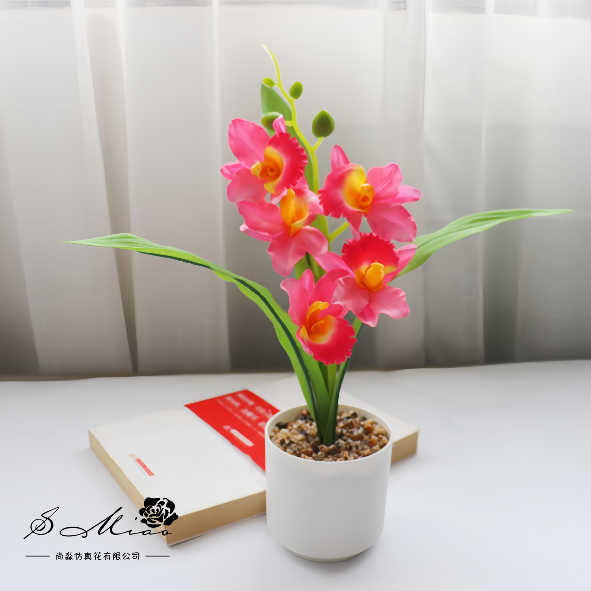 Flores falsas estilo pastoral Xiaozhen orchid bonsai flor de simulación de moda decoración creativa plantación verde artificial simulación maceta image 7