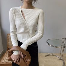 嘉织性感复古港风不规则开叉开衫 秋季针织衫秋季外搭B8130