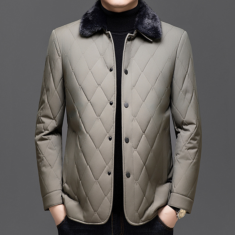 2025 New Dad Winter Silk Cotton Coat Winter Lapel Jacket Thickeneded Middle-Aged Mink Fur Collar Cotton Coat 2025 New Dad Winter Silk Cotton Coat Winter Lapel Jacket Thickeneded Middle-Aged Mink Fur Collar Cotton Coat