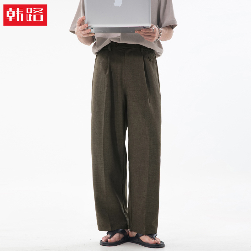 Naples pleated cropped trousers, spring/summer style, drapey, breathable, vintage, high-end, old money style, commuter casual pants
