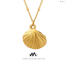 韩系ins时尚通勤旅游度假风气质首饰扇贝吊坠项链镀金不褪色 P948